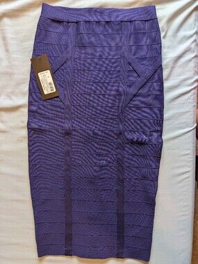 Guess by Marciano Purple Ribbed Bandage Pencil Skirt